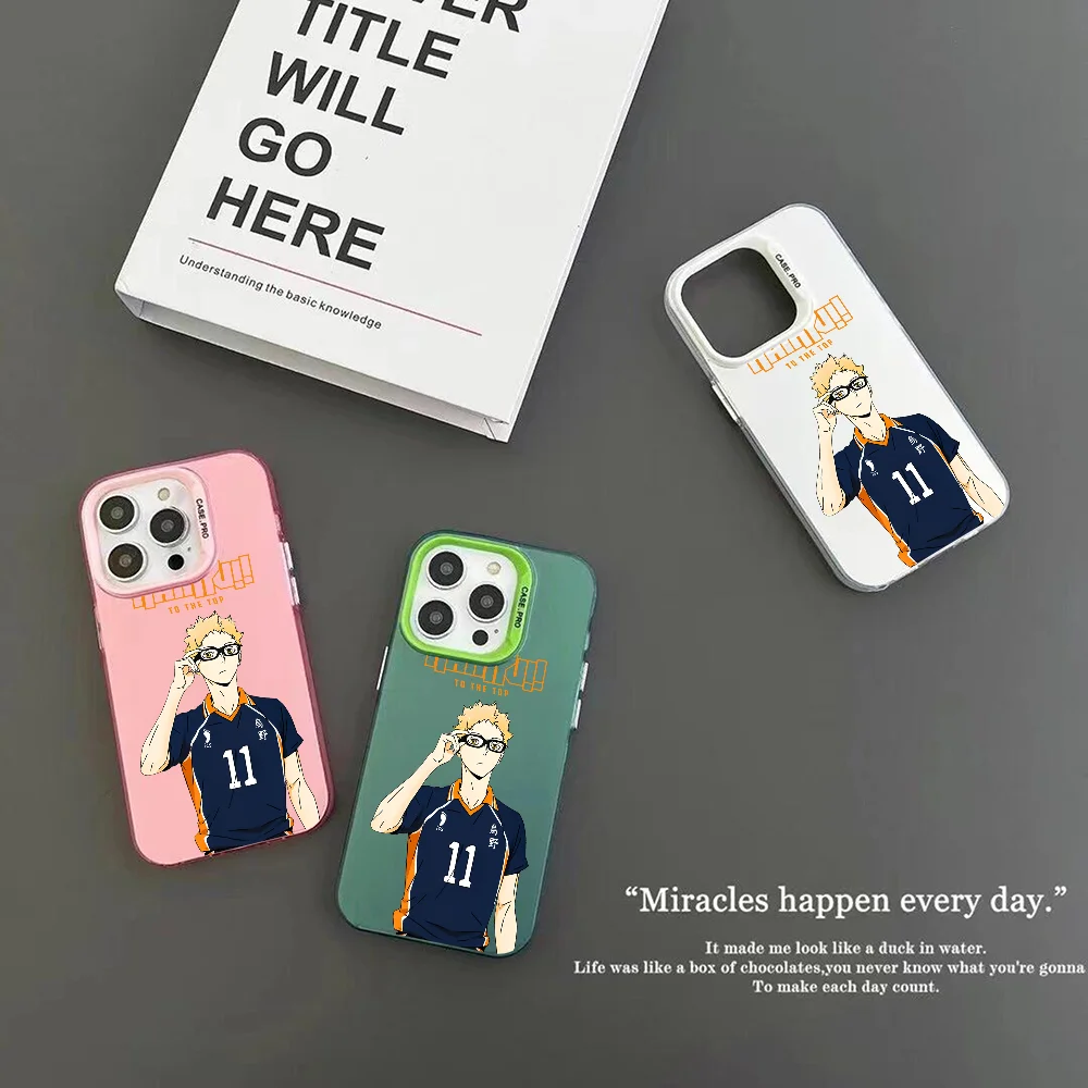 Kei Tsukishima Haikyuu Anime Phone Case IMD Color Silver Shell For IPhone 16 15 14 13 12 Pro Max Plus