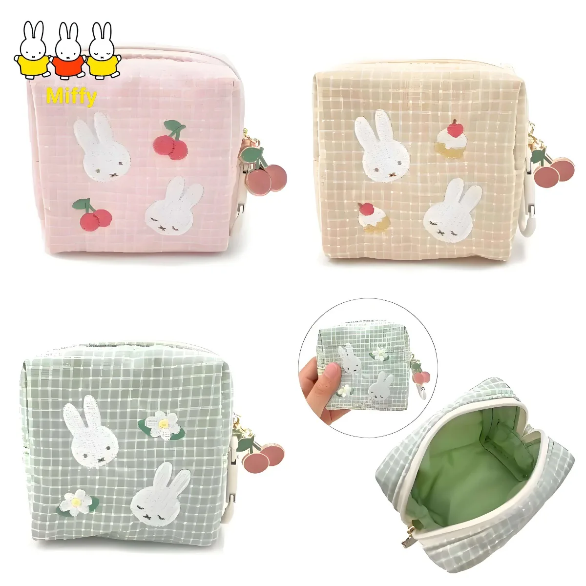 

Kawaii аниме Miffy Rabbit косметичка мультфильм милая вышитая ручная сумка тофу свободная сменная помада для хранения мини-маленькая сумка