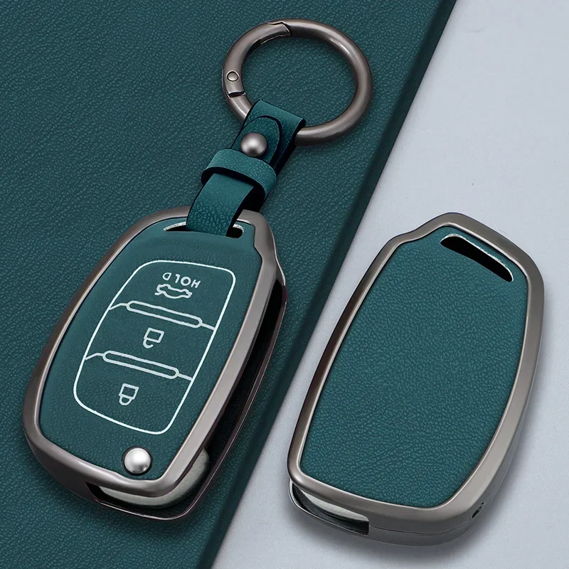 3/4 button Zinc alloy Leather Car Folding Key Cover Case Holder Keychain for Hyundai Avante I10 I20 I30 HB20 IX25 IX35/45 TUCSON