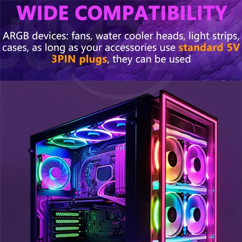 AEF7-Signalrgb Openrgb Universal 8Port 5V 3PIN ARGB Asynchron Controller HUB Für Computer PC Fall Lüfter Licht streifen