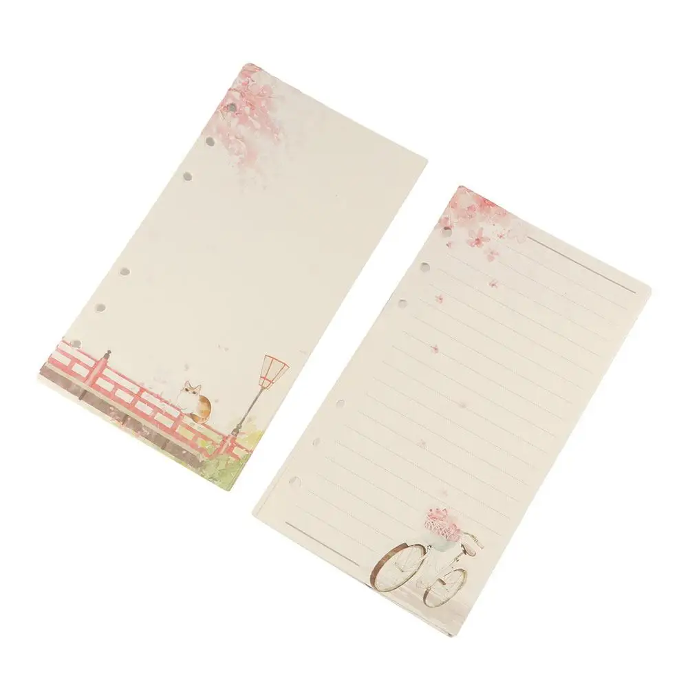 Blank AgendaPages Notebook Refill Line Pages Notebook Binder 80 Sheets Loose Leaf A6 Sakura And Cat Binder Notebook Inner Pages