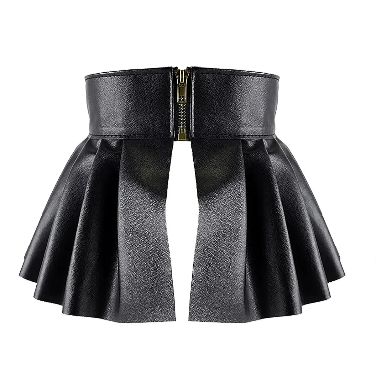 

Black Leather Wide Belts Skirts Womens Fashion Elastic Wide Waistband PU Leather Garters Peplum Cinch Belt Skirt Party Clubwear