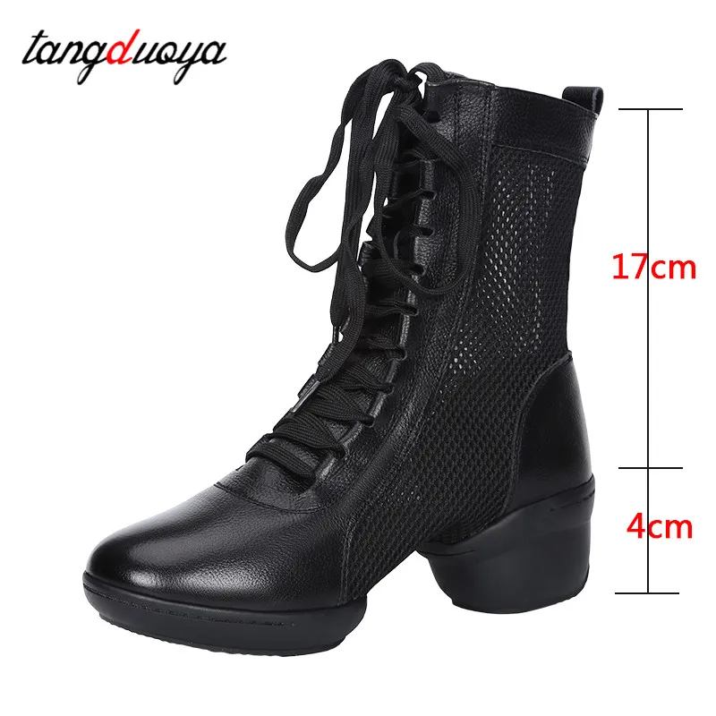 Square dance shoes women leather mesh cool women summer short boots dance sneakers outdoor modern jazz dancing shoes dance boots