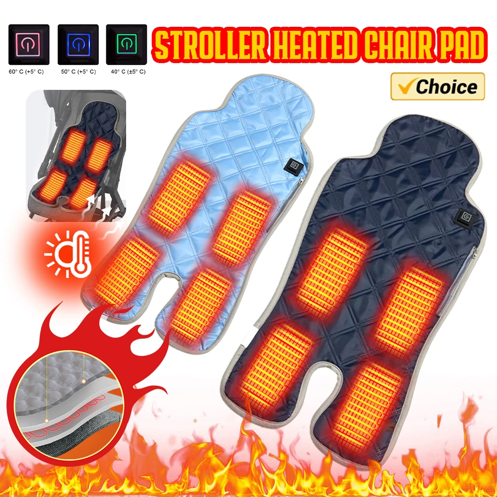 Stroller Heated Chair Pad Non-Slip Electric Heating Stroller Seat Cushion Waterproof Baby Car Warm Cushion for Baby High Chair