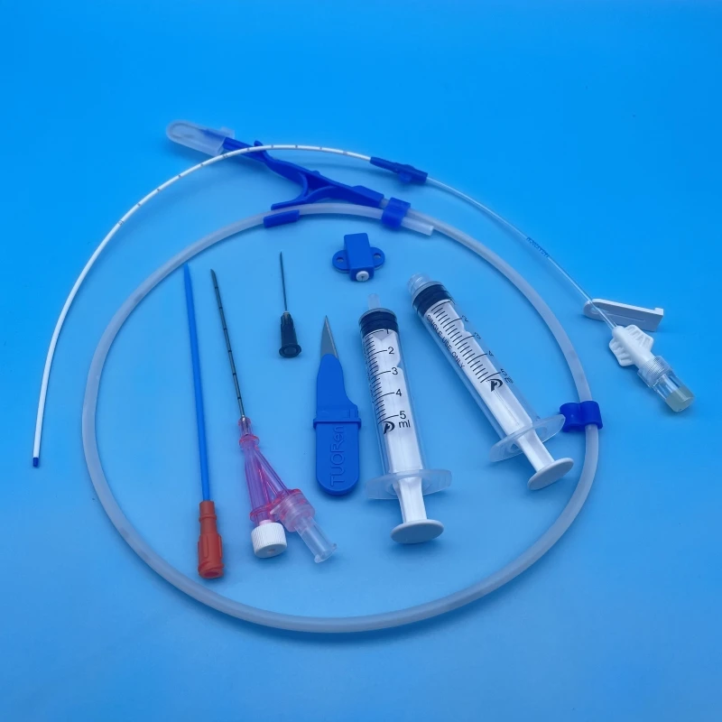 Disposable central venous catheter kit with single lumen, double lumen, and triple lumen