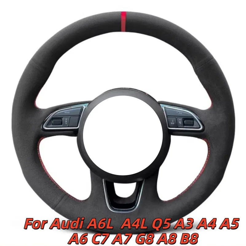 

Hand-Sewn Suede Car Steering Wheel A4L Q5 A3 A4 A5 A6 C7 A7 G8 A8 B8 Car Interior Accessories Steering Wheel Cover For Audi A6L