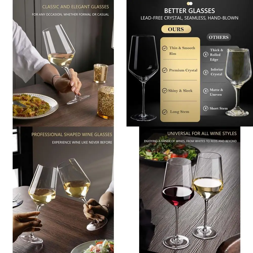 

Set of 6 Lead-Free Crystal Wine Glasses, Handcrafted for Daily Use and Special Occasions, Suitable for Red & White Wines