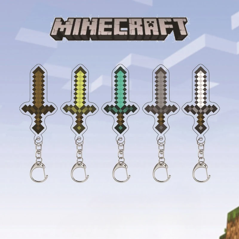 Minecraft Keychain Cartoon Anime Keychain Creative Double-Sided Acrylic Key Ring Pendant Key Chain Accessories Fashion Gifts New