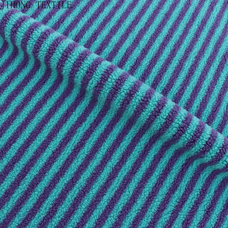 Tessuto a maglia jacquard a righe Velluto con particelle 45 × 160 cm 90 × 160 cm Per abbigliamento caldo per bambini, capispalla, borse, materiale per cucire cappelli