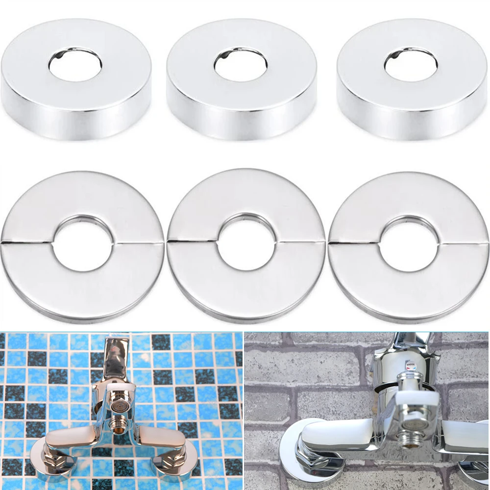 1Pc Self-Adhesive Shower Faucet Decorative Cover Chrome Finish Stainless Steel Water Pipe Wall Covers Bathroom Accessories