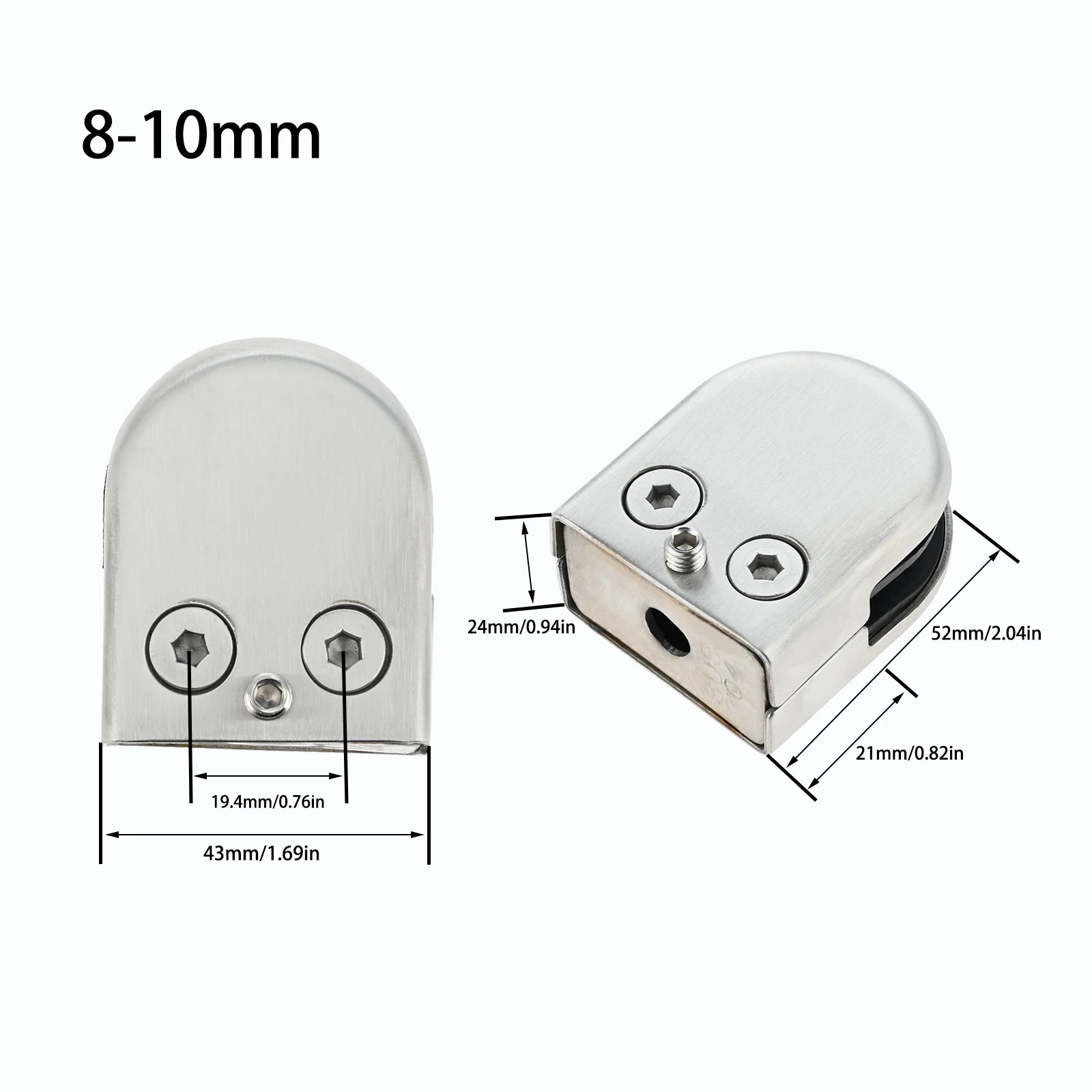 4 Pcs Glass Clamps with Hex Screwdriver 304 Stainless Steel Rust-Proof Durable Parapet Stairs Handrail Glass Accessories 3 Sizes