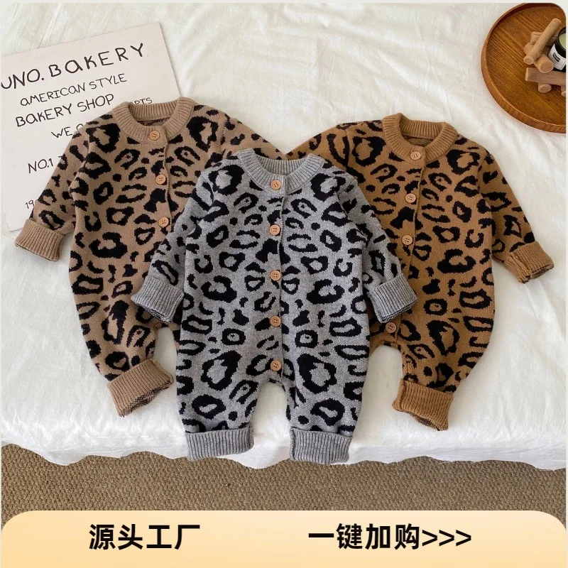 Spring and Autumn Sweater Set Trendy Baby Knitted Crawler Clothes Cute Jumpsuit Spring and Autumn Baby Children's Clothing