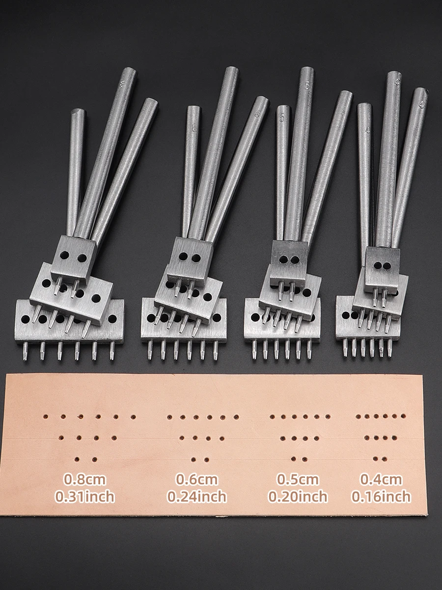 3 stks/set Professionele DIY Lederen Ponsen Sterven, Handmatige Perforator voor Leer Handwerk, Multi-Ronde Ponsen Sterven Tool Set - afbeelding 2