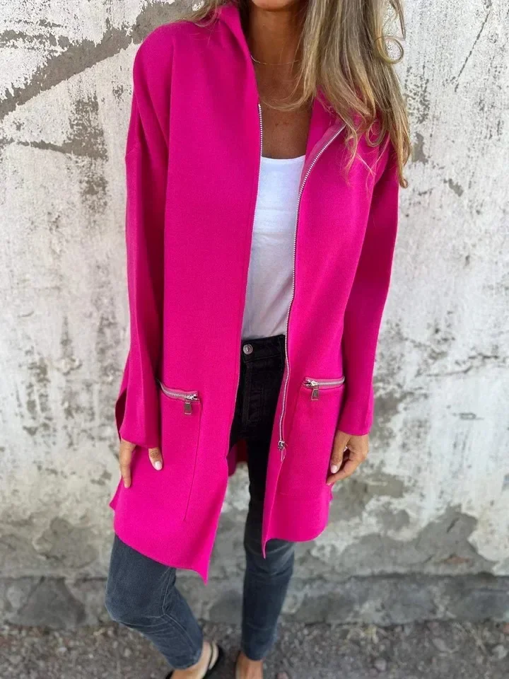 2024 outono de malha jaqueta feminina cardigan com capuz manter quente grosso solto casacos feminino inverno casual elegante na moda roupas das senhoras