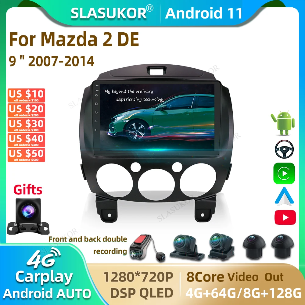 

9 дюймов комплект для Mazda 2 DE 2007-2014 Android автомобильное радио мультимедийный видеоплеер автомобильный аудио стерео плеер навигация