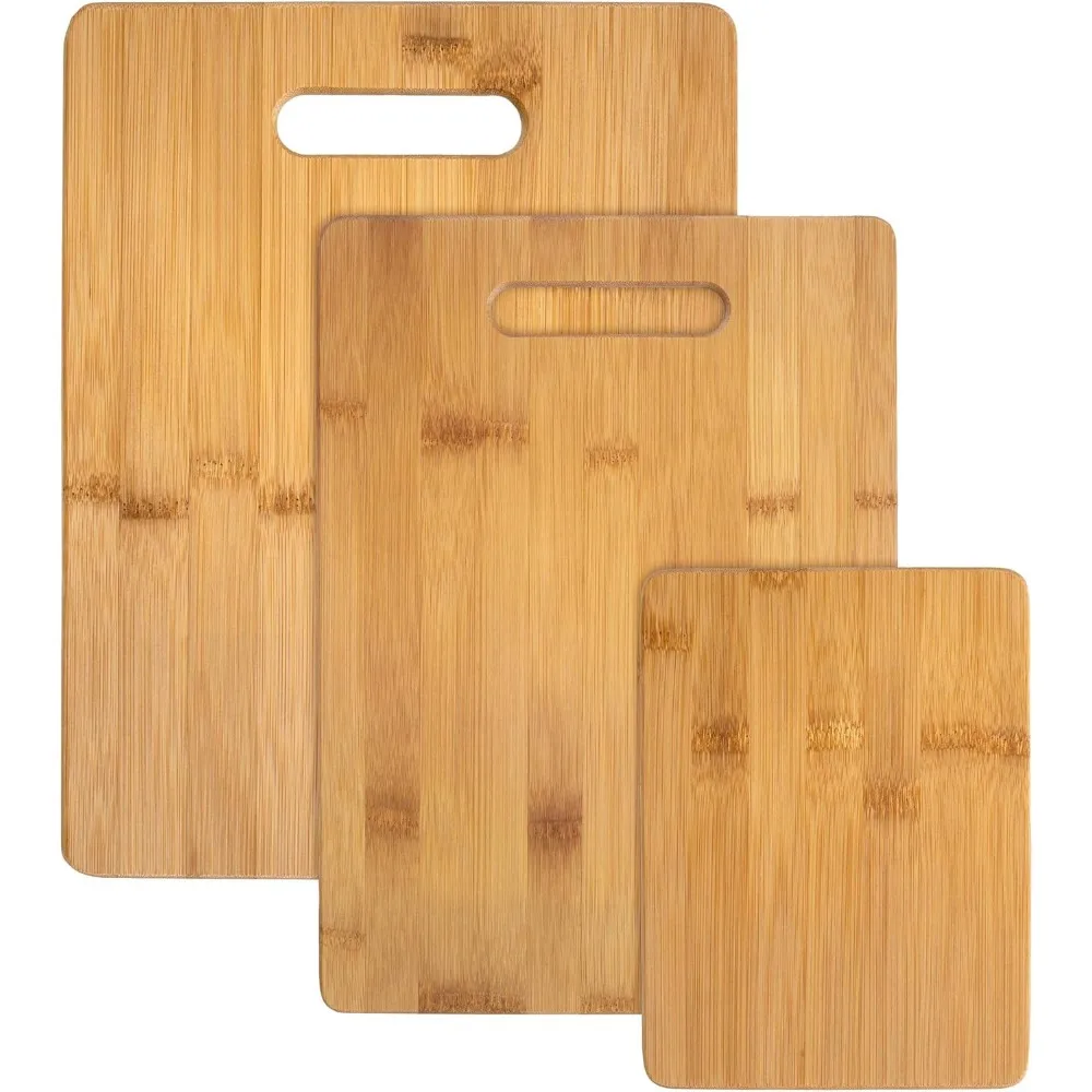 

3-Piece Bamboo Cutting Board Set – Reversible Kitchen Boards for Chopping, Cheese & Serving | Durable, Eco-Friend