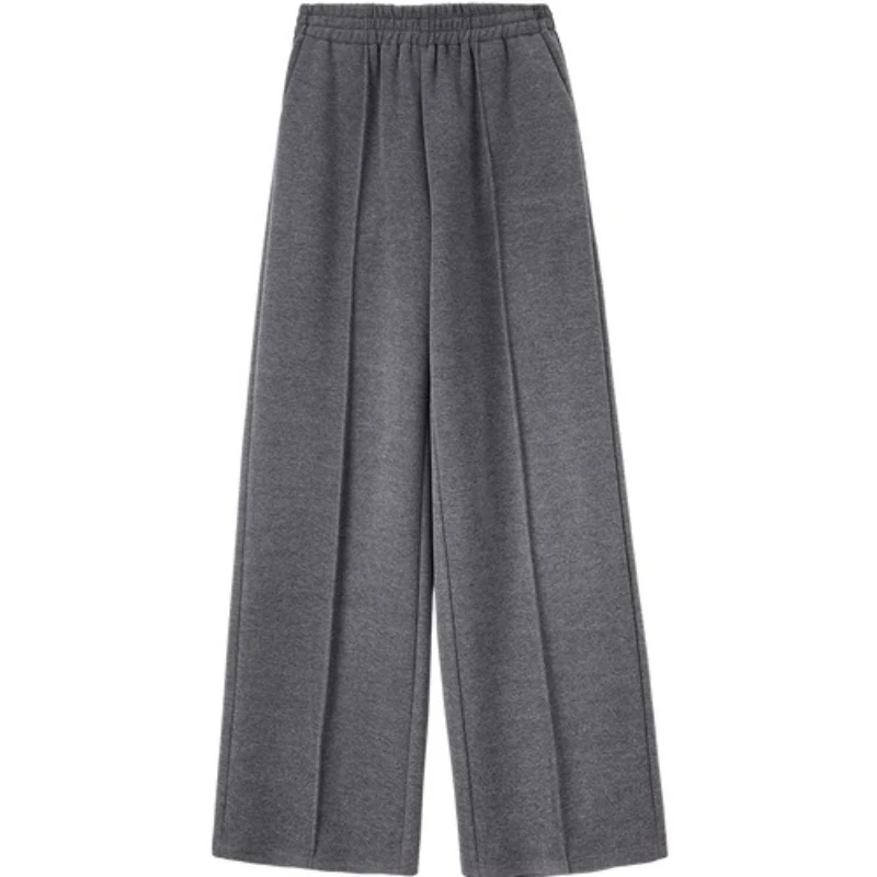 SENTUBILA Women's Knitted Pants 2025 Winter New Casual Commute Straight Pants Pockets Wide-leg Pants Female Clothes 154K80280