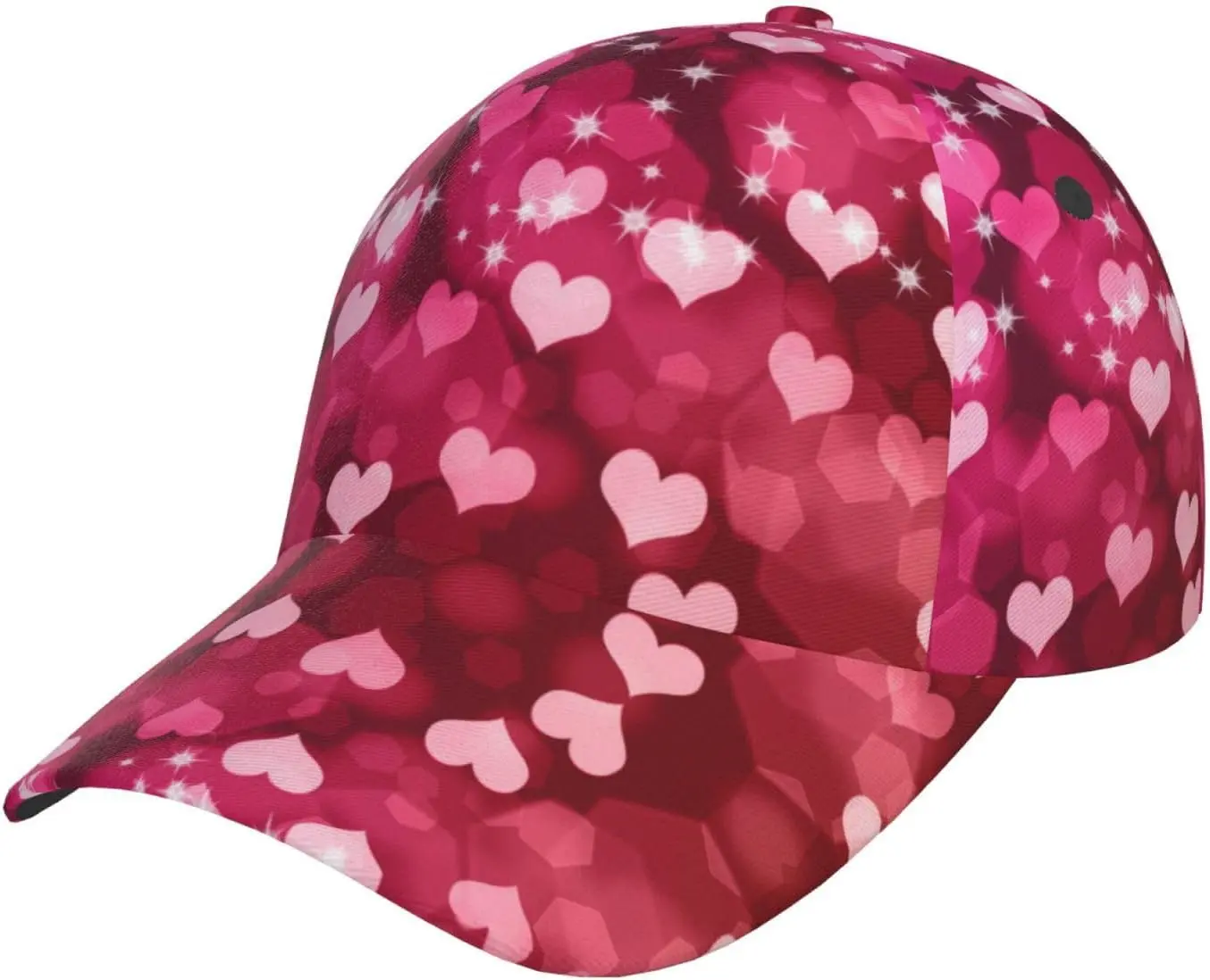 Cute Valentine's Day Baseball Cap, Unisex Heart Print Men Women Hat Adjustable for Valentines Day Gifts