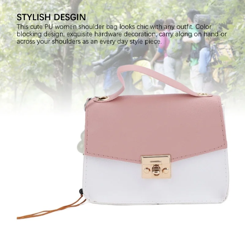 

Women Shoulder Bag Top Handle Purse Cute Handbag Scratch Resistant with Color Blocking Design Roomy Space
