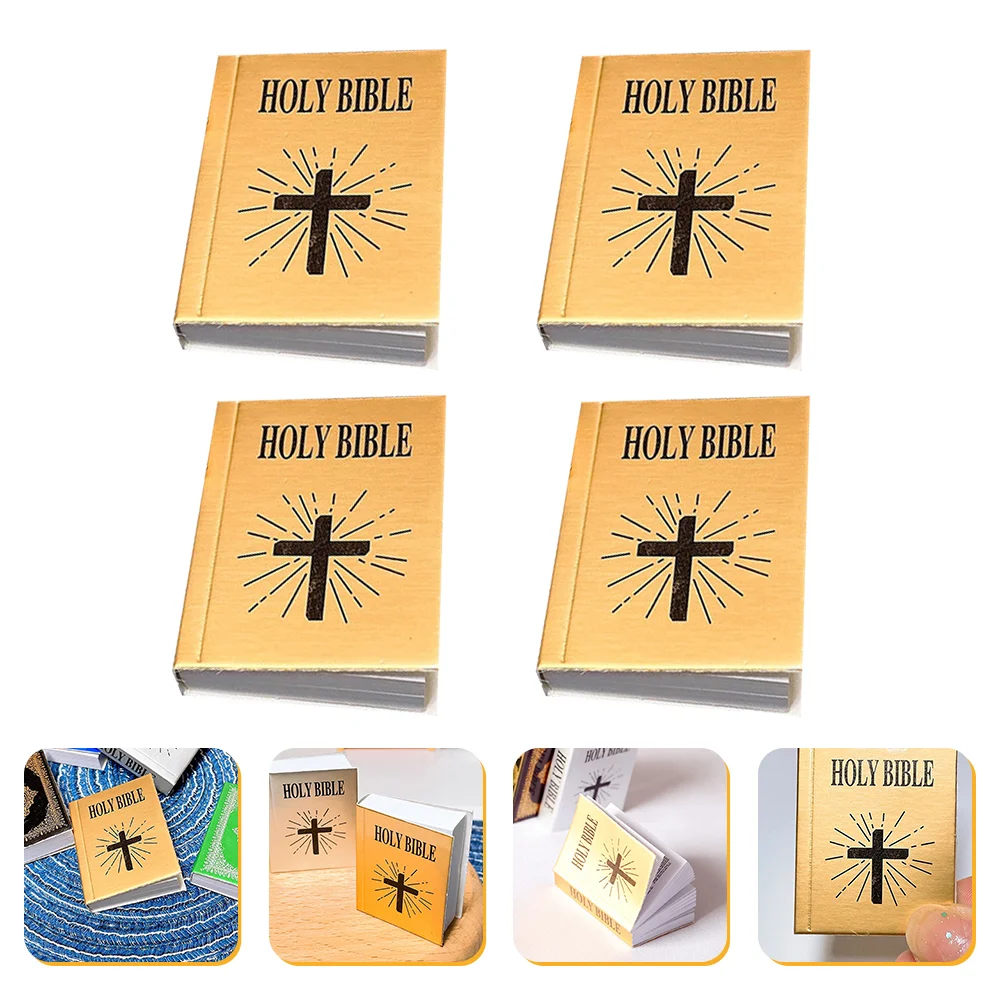 

4 Pcs Miniature Book Bible Accessories Bibles Decoration Child Timeless Miniatures Books