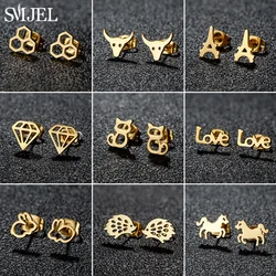 Mini Stainless Steel Earrings 2026 Animal Ear Studs Punk Honeycomb Rabbit Hedgehog Horse Earings Fashion Jewelry Pendientes Gift
