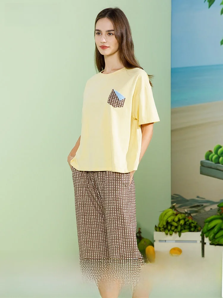 new-world-fly-pure-cotton-pajamas-women's-7-8-length-orts-summer-ort-sve-casual-home-wear-comfortable-spwear