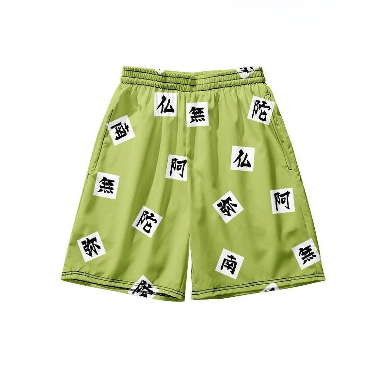 Anime Surrounding Classic Vintage 3D Anime Shorts Children's Men's Summer Beach Pants Lacing Casual Large