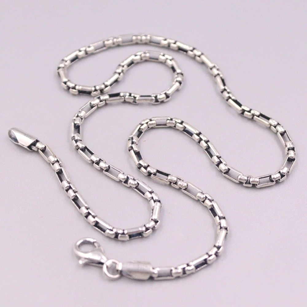 Real Solid 925 Sterling Silver Chain Men Women Lucky 3mm Square Cable Rolo Link Necklace 21-22g/65cm