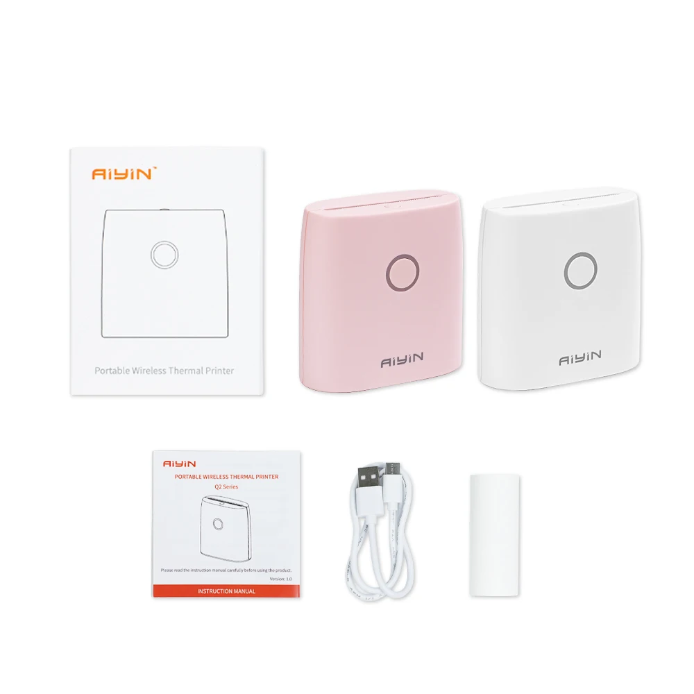10PCS Aiyin New Arrival 2-Inch Pocket Bluetooth Thermal Printer Portable Inkless Mini Photo Color Sticker Label Makers Wireless