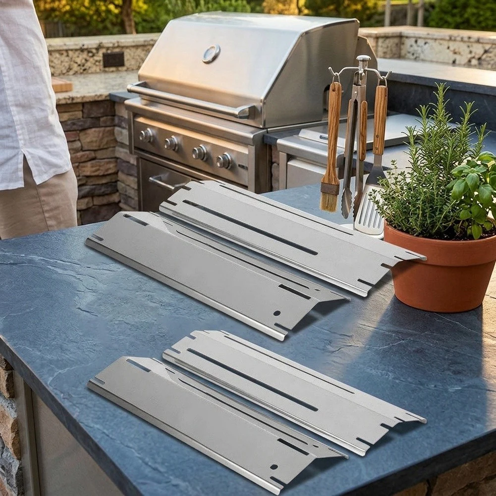 Porcelain Steel Enamel Heating Plate Guard for 84004 Gas Grills Adjustable 11.75-21 Inch Flame Tamer with 3 Fire Plates