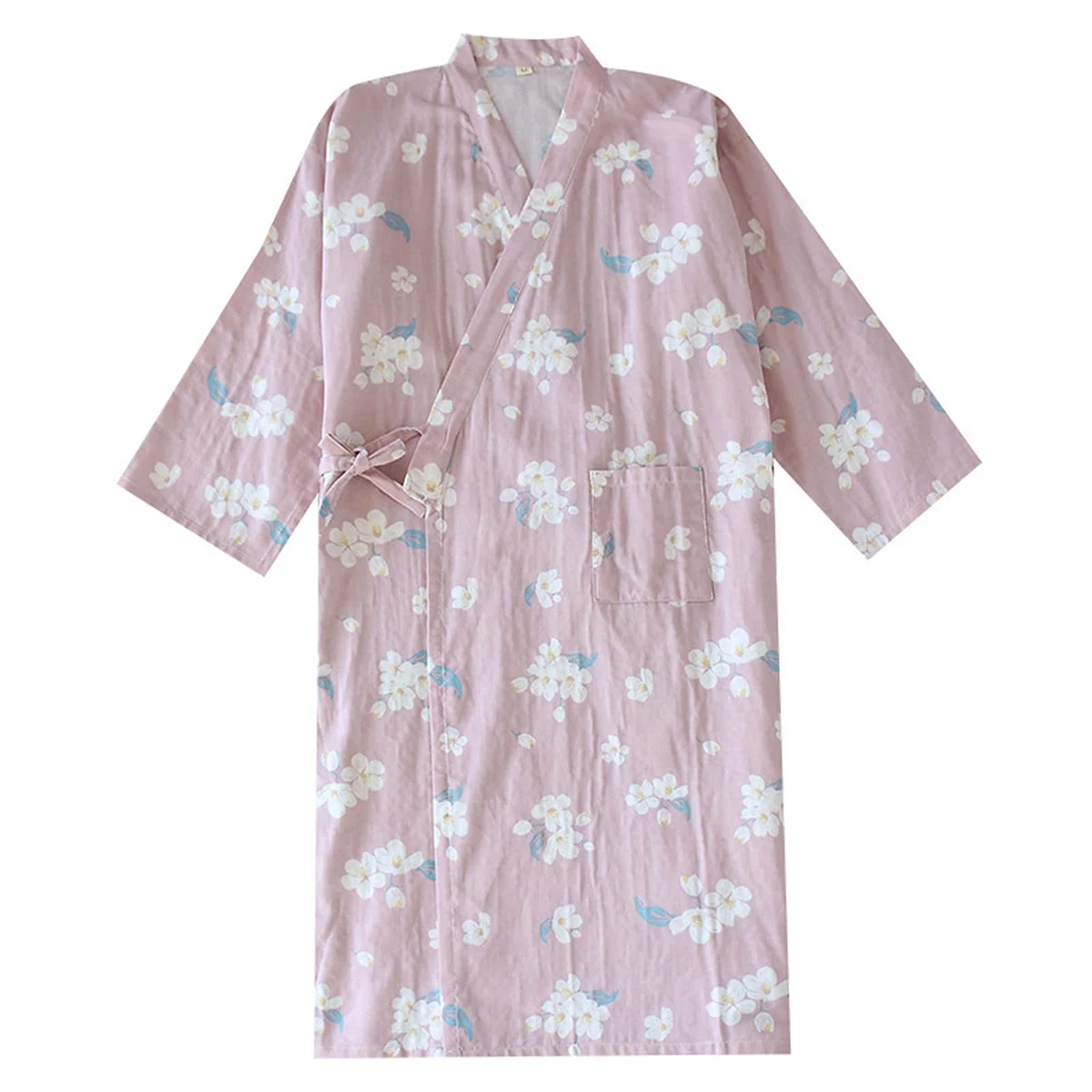 Japanese kimono women\'s bathrobe long sleeved nightgown summer and autumn cute sweat steaming hot spring pure cotton pajamas