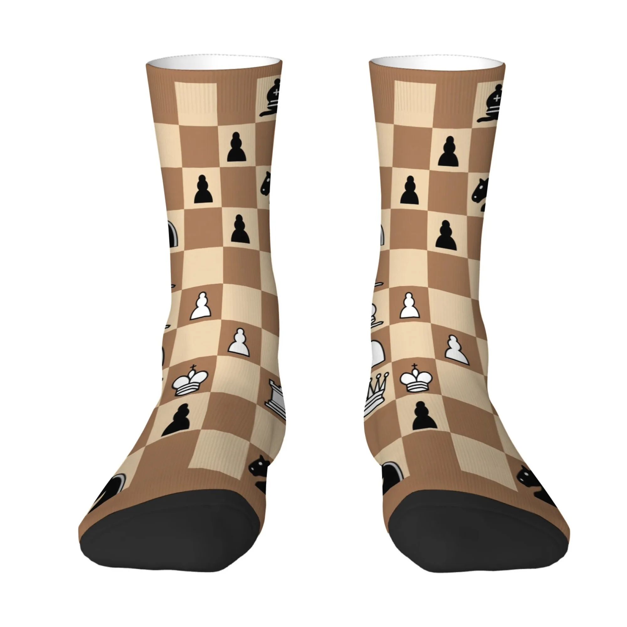 Fun Checkerboard Chess-print Men's Socks Comfortable and Breathable Socks Retro Stylish Funny Street Fashion Harajuku Socks