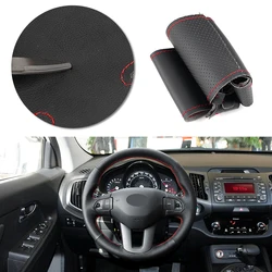 Car Accessories Interior Hand Sewing Steering Wheel Leather Cover For Kia Sportage 3 2011 2012 2012 2014 -2017 For KIA Ceed 2010