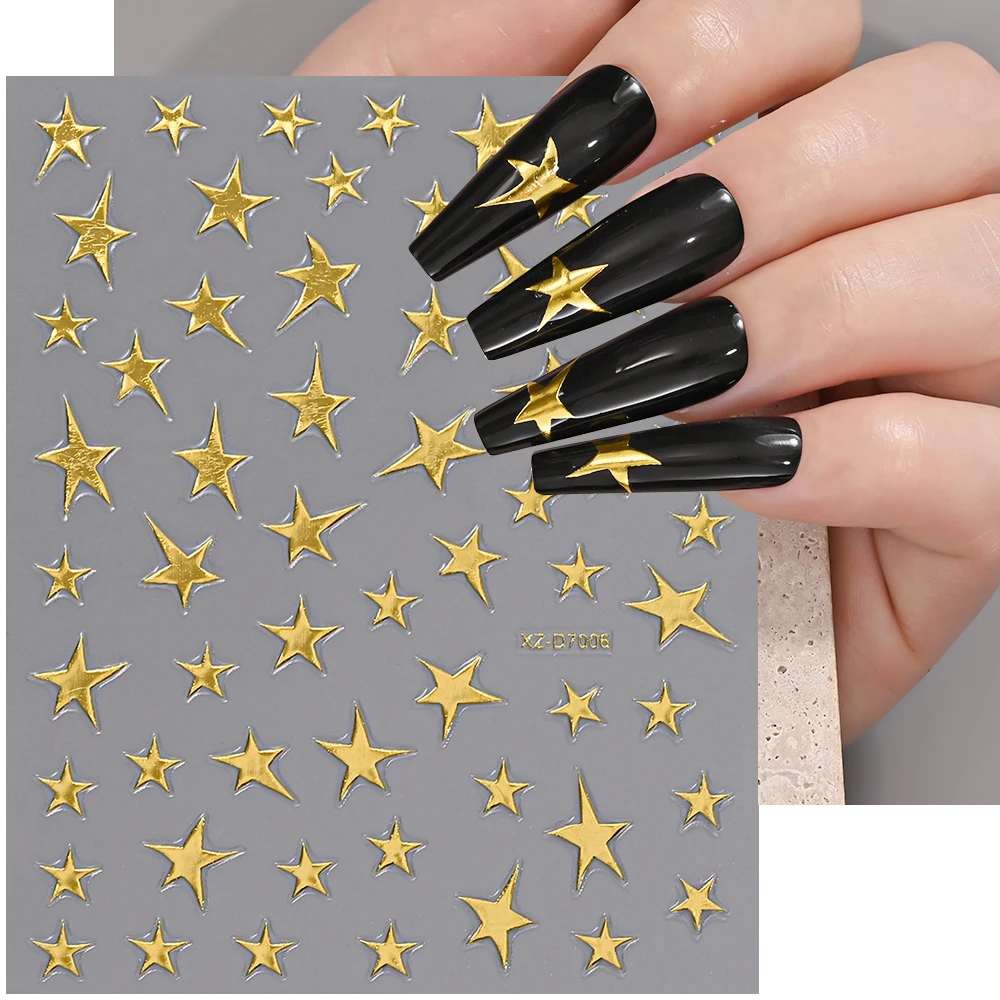 1 Sheet 5D Gold Bow Nail Art Sticker Decals Self-Adhesive Ribbon Knot Slider Decals for Press on Nails Bowknot Manicure Supplies