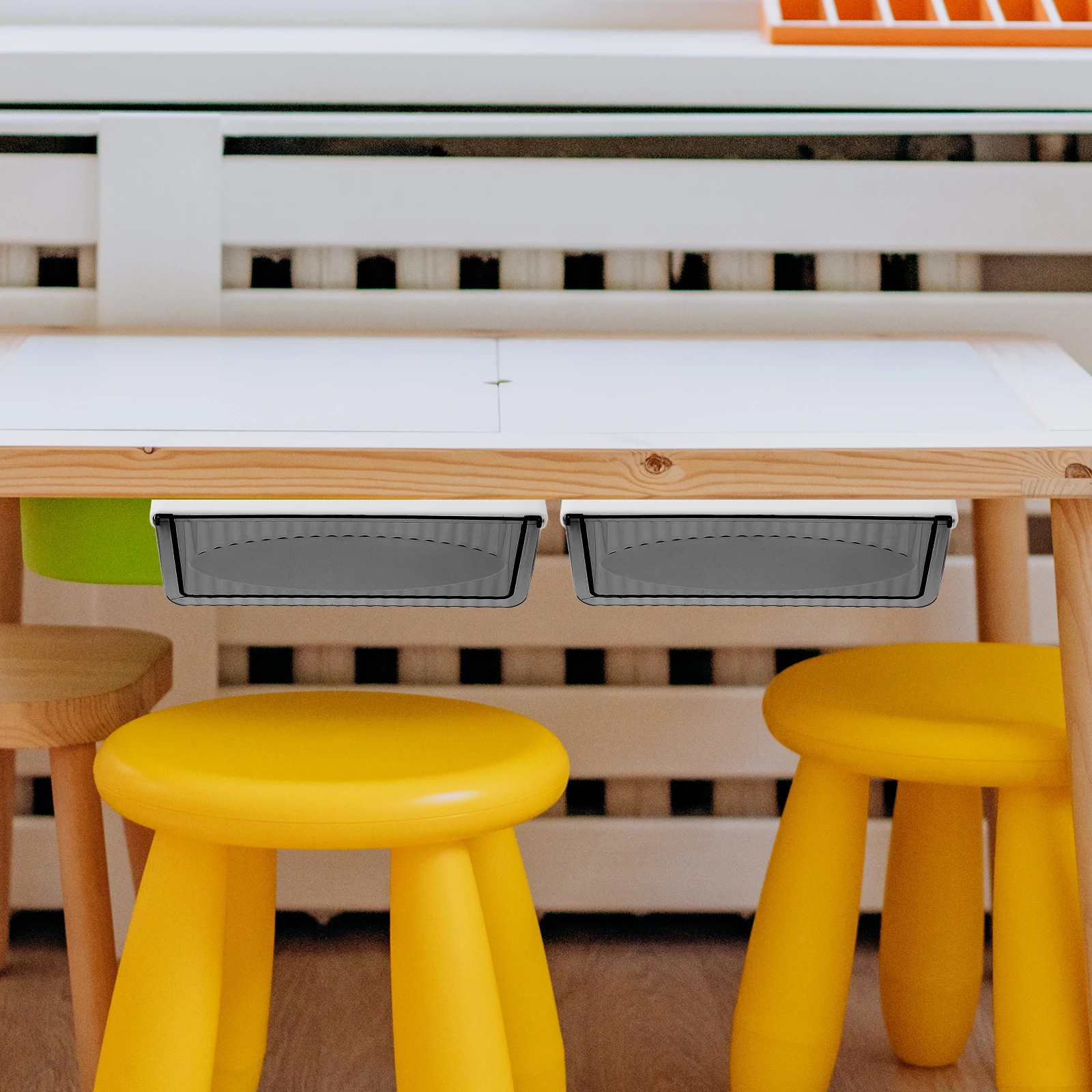 

2 Pcs Under-table Drawer Rack Desk Organization Shelf Home Storage Organizer Plastic Organiser