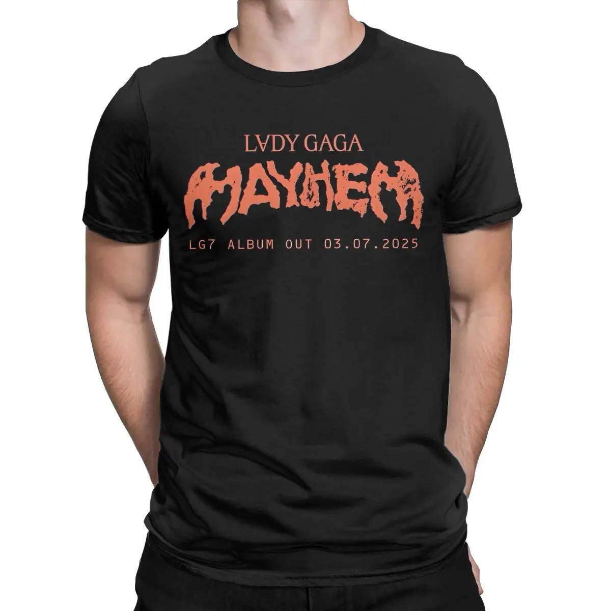 Ladys Gagas Mayhem T-Shirt 2025 New Album Novelty T-Shirt Short Sleeves Vintage Tops Summer 100 Cotton Crewneck Oversize Top Tee