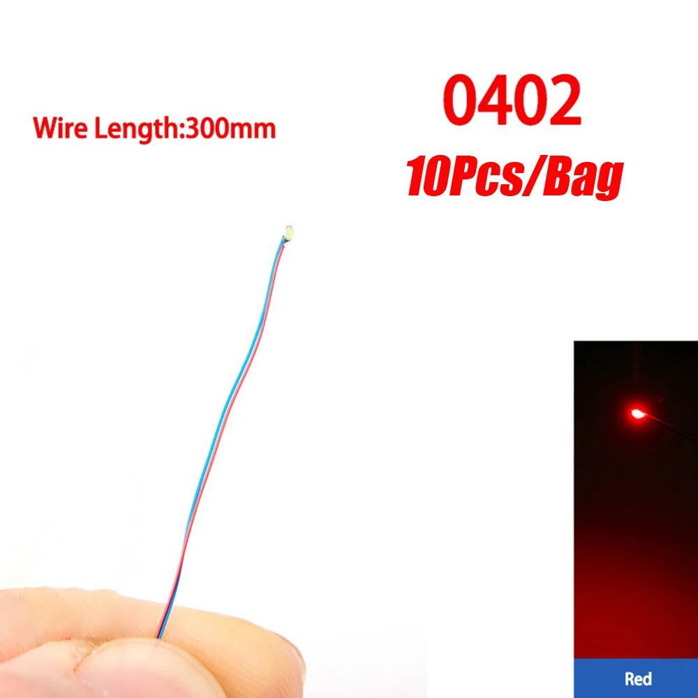 10 Teile/los Modell 0402 0603 SMD LED Wired Chip Micro Led Vorgelötete Lampe Eisenbahn Modell 30 cm 3 V DIY Modell Kit Für Gundam Szenen