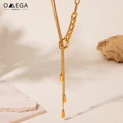 316L Stainless Steel Opera Tassel Necklaces For Women 18k Gold Plated Multi Chains Spliced Women's Long Necklace Sweater Chain