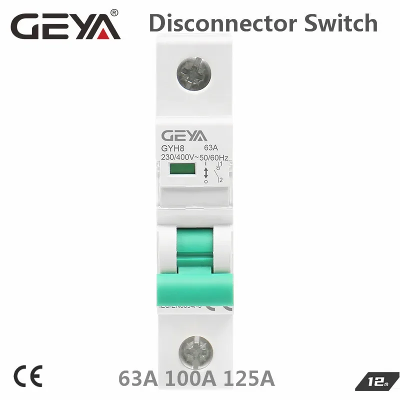 GEYA GYH8 Din Rail Isolator Switch Disconnector 230V/400V Main Switch 63A 100A 125A Isolating switch