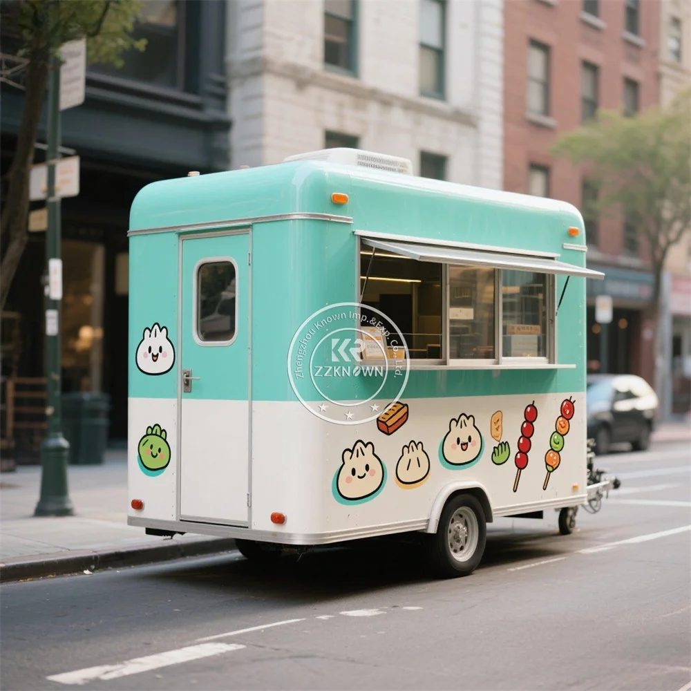 Street Catering Trailer Mobile Kitchen Coffee Shop Kiosk Pizza Ice Cream Cart Customized Concession Food Trailer Cart For Sale