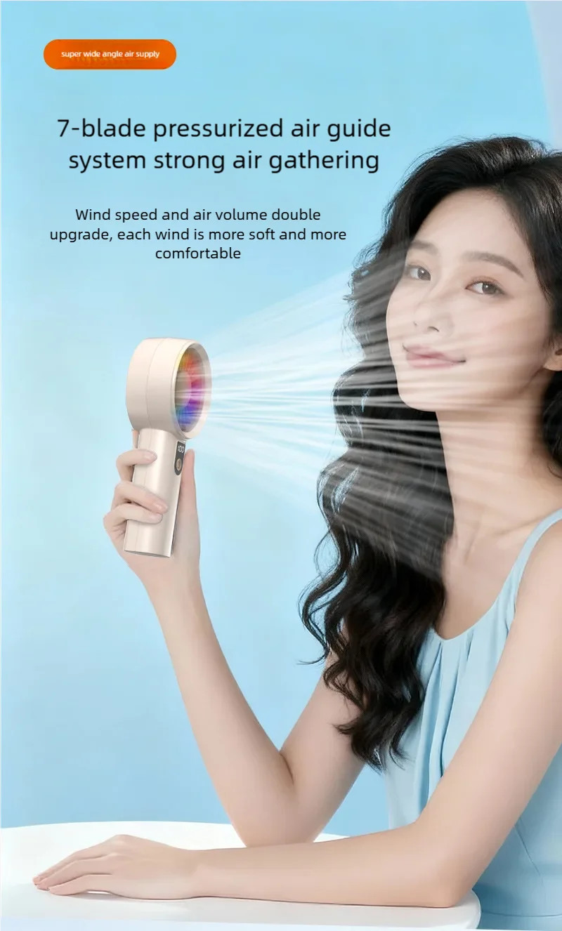 

Portable High-Speed Handheld Fan: Quiet, Smart, Digital Display, Compact, USB-Rechargeable Outdoor Handheld Fan