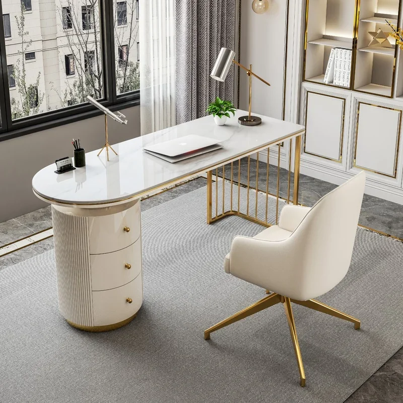 

Designer Storage Luxury Executive Desk White Modern Asthetic Writing Study Computer Desks Standing Laptop Escrivaninha Furniture