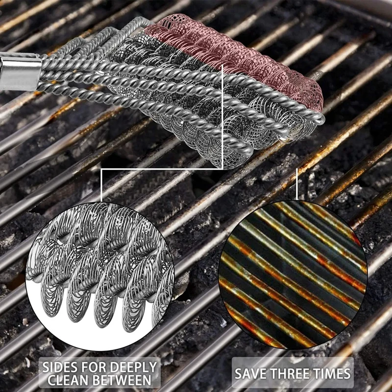 Barbecue Accessorie Grill BBQ Brush Stainless Steel Wire Bristles Clean Brushes Non-Stick Stains Grease Kitchen BBQ Tool Retail