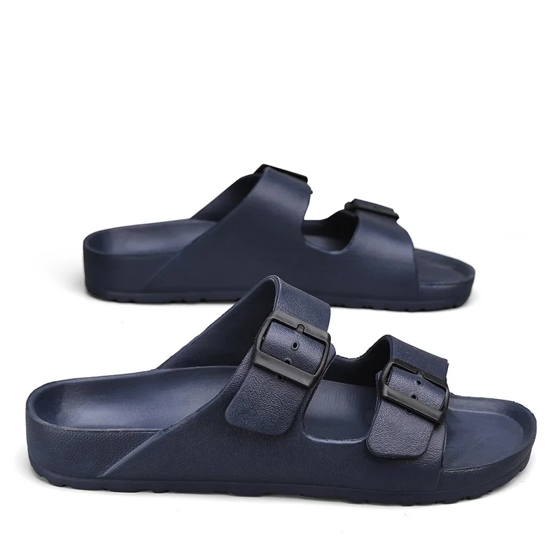 Ultra Light Slippers With Double Buckle Men Women Slides Lightweight EVA Quality Clogs Garden Shoes Beach Slip On Sandals