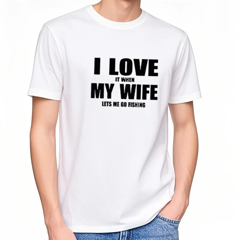 Offre spéciale vêtements de mode casual j'aime ma femme pêcheur coton drôle camiseta pour hommes à manches courtes