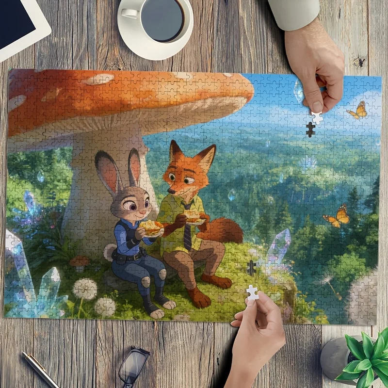 1000 ชิ้น ดิสนีย์ ซูโทเปีย จูดี้ ฮอปส์ และ นิค ไวลด์ โปสเตอร์ปริศนา, ความบันเทิงสำหรับครอบครัว ของตกแต่งบ้าน, ปริศนาวันเกิด, แบบไม่มีกรอบ A