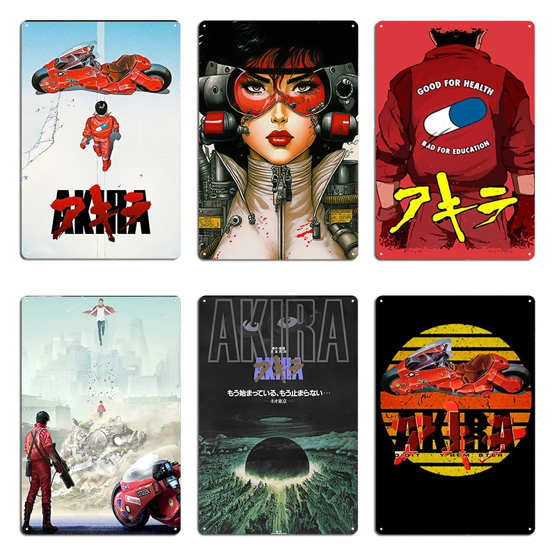 Shotaro Kaneda Akira cyberpunk city explosion Katsuhiro Otumo Metal Cinema Garage Custom Plaques Tin Sign Posters