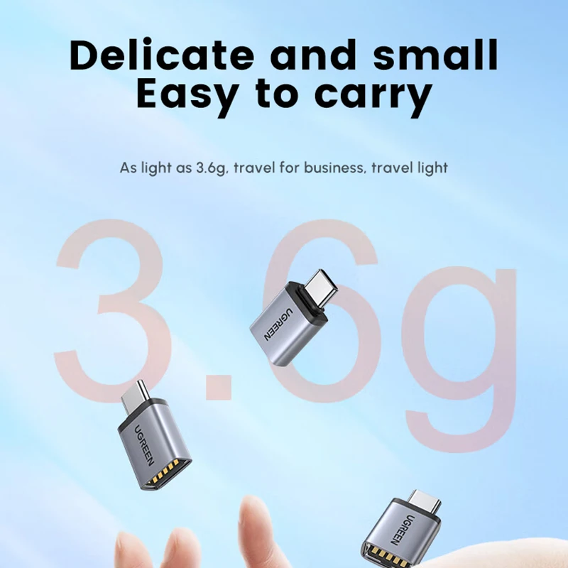 UGREEN USB-C/M إلى USB2.0A/F OTG محول PVC مادة الألومنيوم المصبوبة