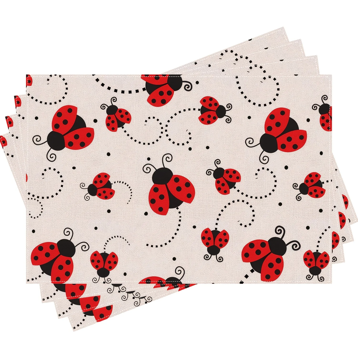 2pc Cute Cartoon Red Ladybug Placemats X Inch NonSlip Insulated Placemats Washable Table Mats For Dining Table Kitchen Holiday P