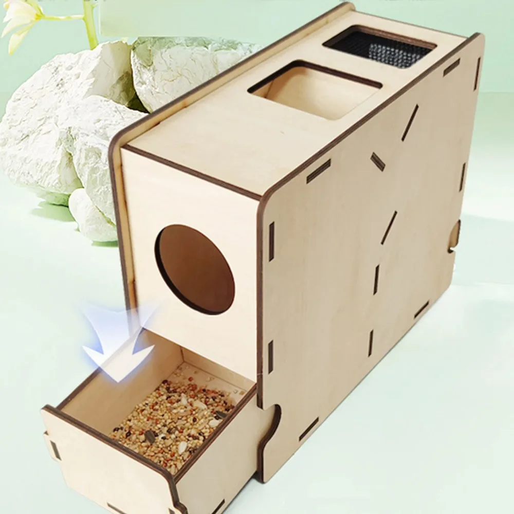 Useful Wooden Bird Food Blowing Machine DIY Assembly Box Grain Blown Shell Machine Grain Cleaning Grain Husker